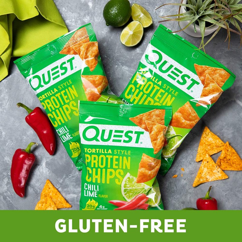 Quest Nutrition Chili Lime Tortilla Style Protein Chips, 20g Protein,