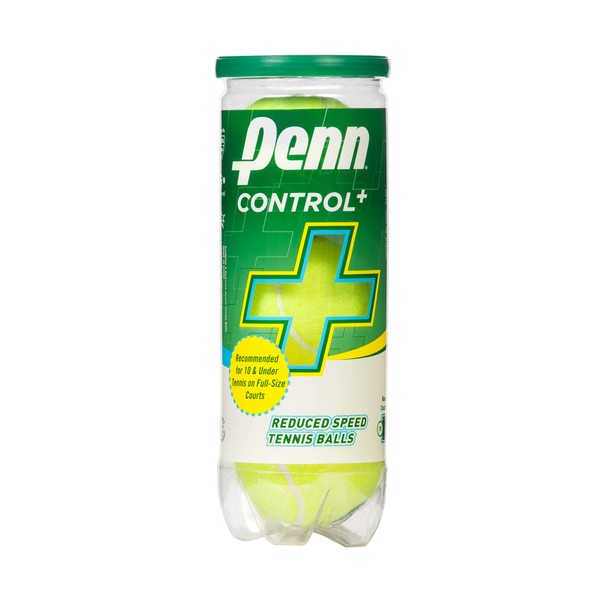 Penn Control Plus Tennis Balls - Youth Felt Green Dot Tennis Balls for Beginners, 1 Can 3 Balls