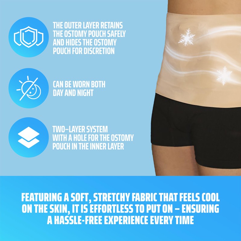 StomaSafe Cool Ostomy Support Belt (M/L) | Light Compression Garment