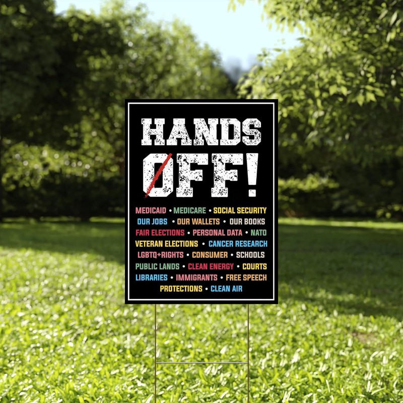 Hands Off Protest Yard Sign Social Security And Medicare Protest