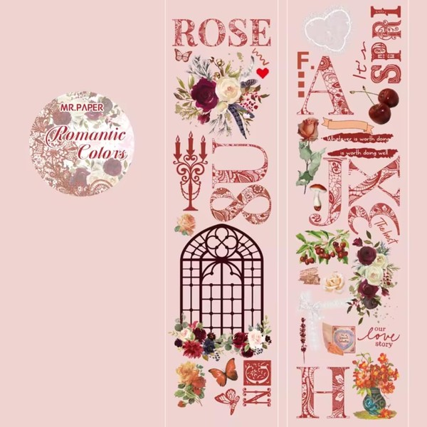MR. PAPER Scrapbook Vintage and Romantic Design Pet Tape (Red)