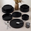 E-far Black Dinnerware Sets for 6, 18-Piece Stoneware Plates and