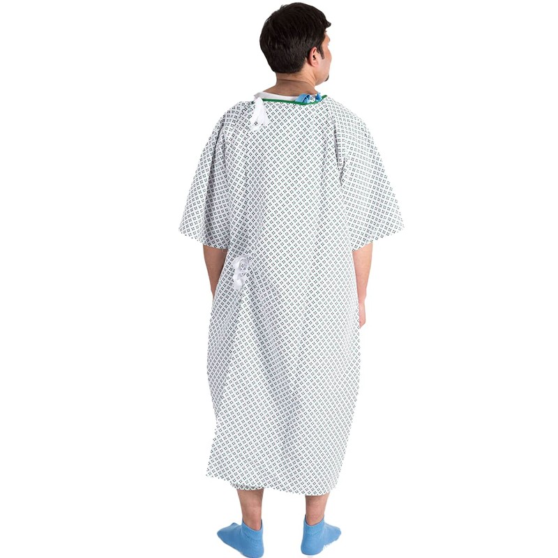 Size 4XL Bariatric Patient Hospital Gown, Blue Diamond Pattern, Washable
