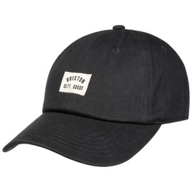 Brixton Woodburn Cap Baseball Cap Curved Brim Metal Buckle, Black vintage wash