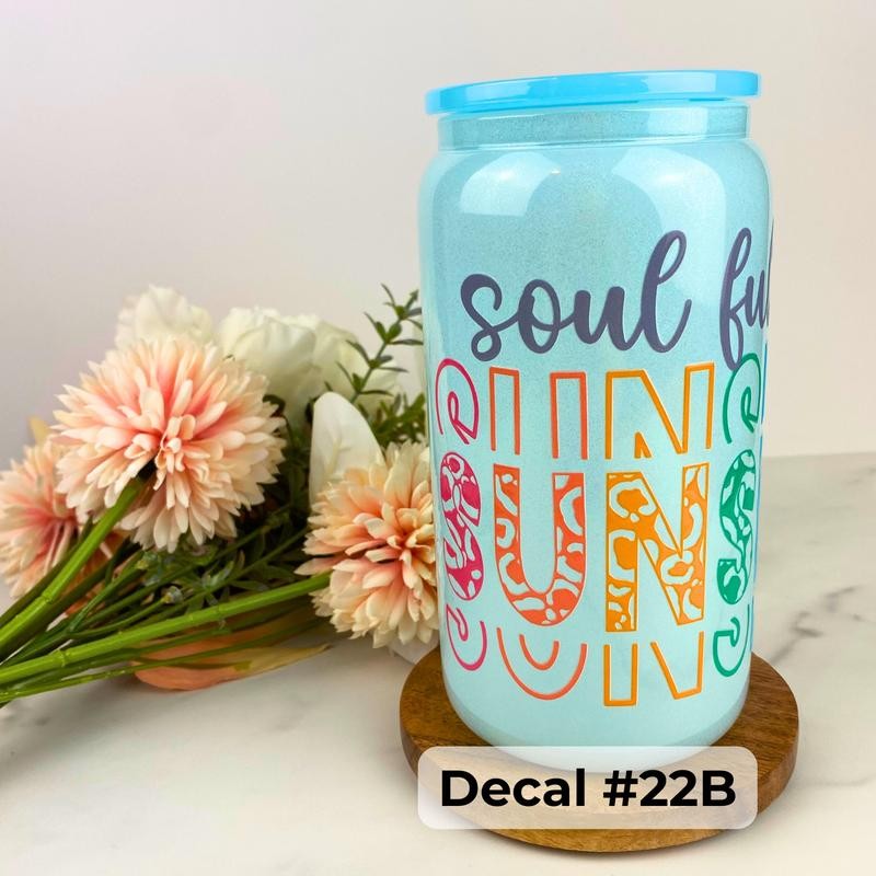 UV DTF DECALS, 4" height, Cup Decals, Cup Stickers, Cup