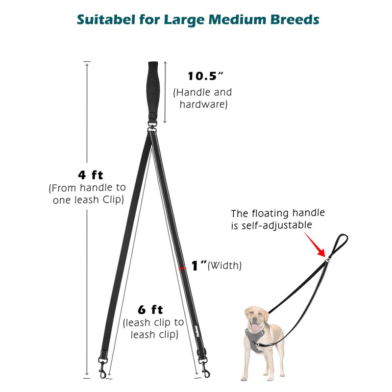 PetBonus Two Point Control Dog Leash, Works with No Pull