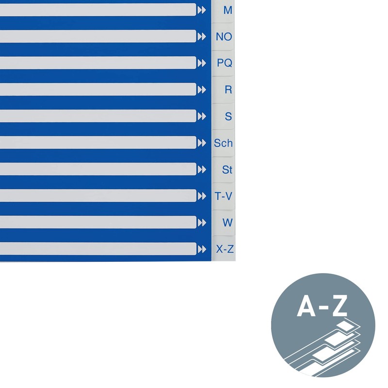 Leitz A4 A-Z Index, Heavy Duty Plastic and Cardboard, Blue/White