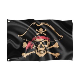 Pirate Flag / 60 x 40 cm / 23.6 x 15.7 Inches / Weatherproof with Eyelets / Outdoor and Indoor / Flag for Flagpole /100% Polyester (Skull 1 (Size S))