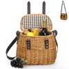 Peohud Wicker Picnic Basket, Empty Gift Basket with Linen, Willow