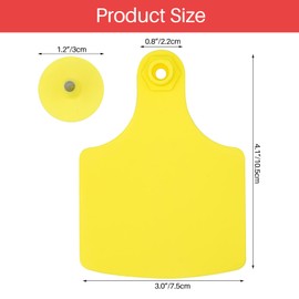 PAULOZYN 4.1” L×3.5”W Livestock Ear Tags Big Blank 100PCS Identification TPU Precision Tags for Cattle Cows Pigs Hog Goats Sheep Calf Animal (Yellow)