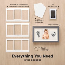 Inkless Baby Hand And Footprint Kit - Ink Pad for Baby Hand and Footprints,Dog Paw Print Kit,Dog Nose Print Kit,Clean Touch Newborn Print Kit,Baby Registry,Baby Shower Gifts,Girls,Boys (Gunmetal Gray)