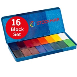 STOCKMAR 204884266 - Bloques de pintura de cera de abejas impermeables de 16 bloques en caja de lata