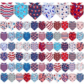 Reginary 72 Packs Dog Bandanas Pet Bandanas Triangle Scarf Bibs Dog Bibs Adjustable Dog Bandana for Pet Costume Accessories(American Flag)