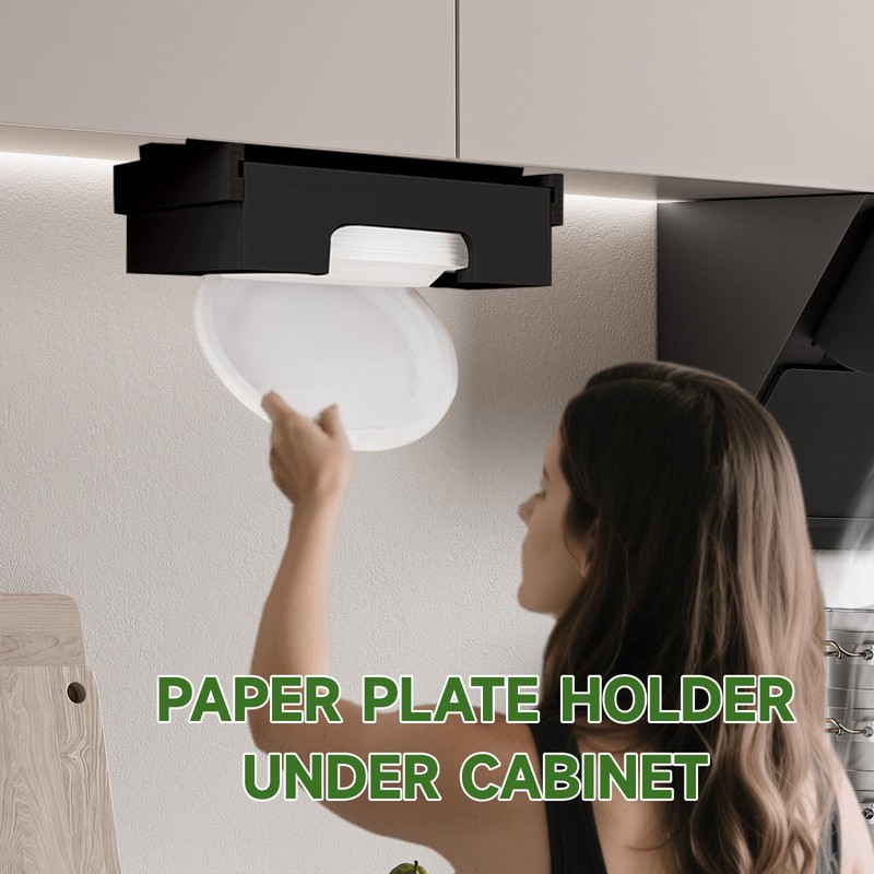 Paper Plate Dispenser Under Cabinet - 10 inch Bamboo Paper
