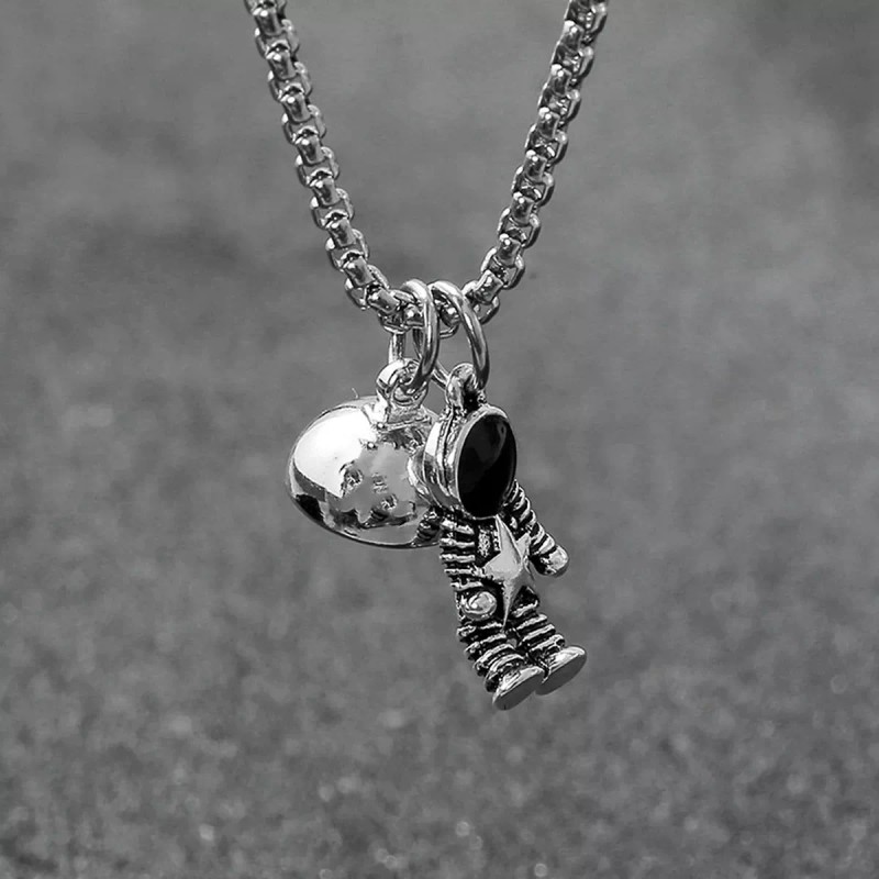 Veraly Set 2 Pulseras Y 2 Collares Pareja Astronauta Acero