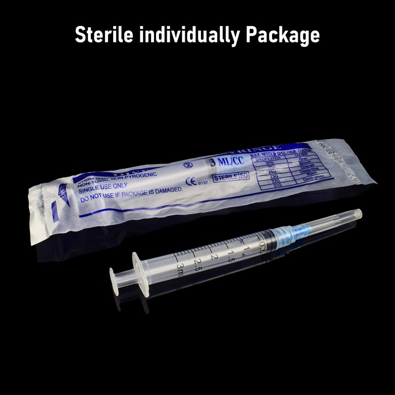 3ml/cc Syringe Measuring Tools 23G 25mm,Clear Graduations Suitable for Scientific