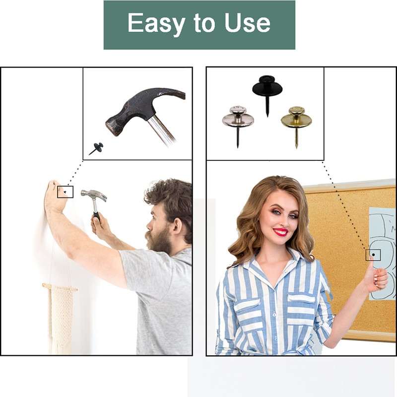 50 PCS Push Pins Picture Hanger Hooks, Double Headed Nails