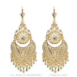 BOBIJOO JEWELRY - Modèle Kelly Paire de Boucles d'oreilles Gitane Savoyardes Vierge pour femme Plaqué Doré Or, Brass
