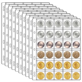 30 Pocket Coin Pages for Collectors, 10 Sheets Coins Sleeves Coin Holders Stamp Collector Supplies with Standard 9 Hole for Coin Binder, Coin Collection Supplies Pages for Pennies Quarters Stamps