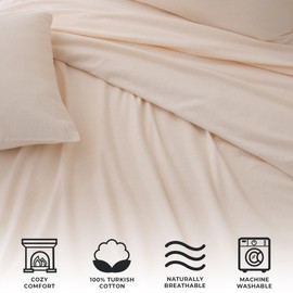 Great Bay Home Extra Soft 100% Cotton Flannel Sheet Set. Warm, Cozy, Lightweight, Luxury Winter Bed Sheets in Solid Colors. Nordic Collection By Great Bay Home Brand. (Twin, Pristine Ivory)