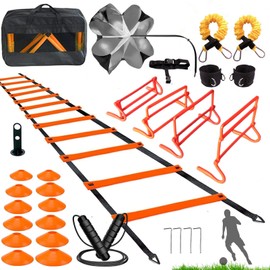 KATZEIST Agility Training Equipment, Kids Soccer Hurdles Agility Ladder Equipment Set Agility Training kit for Football, Soccer, Basketball Tennis,Speed Agility Training kit, Orange