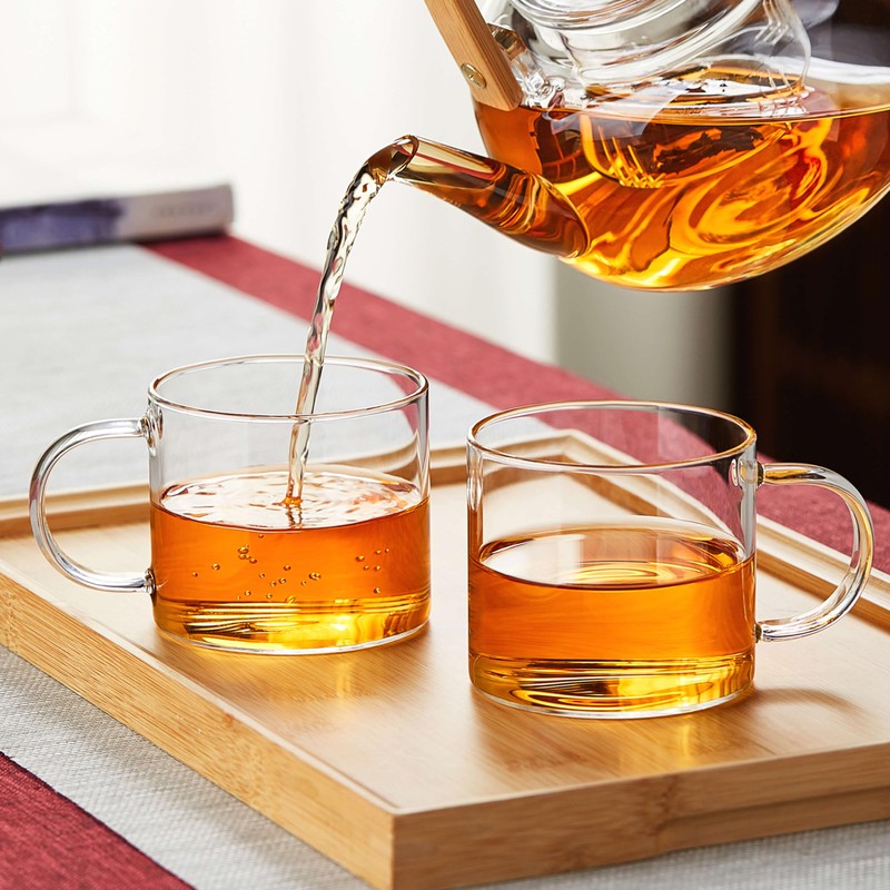 DOPUDO Glass Teacups 250ml Set of 2 Borosilicate