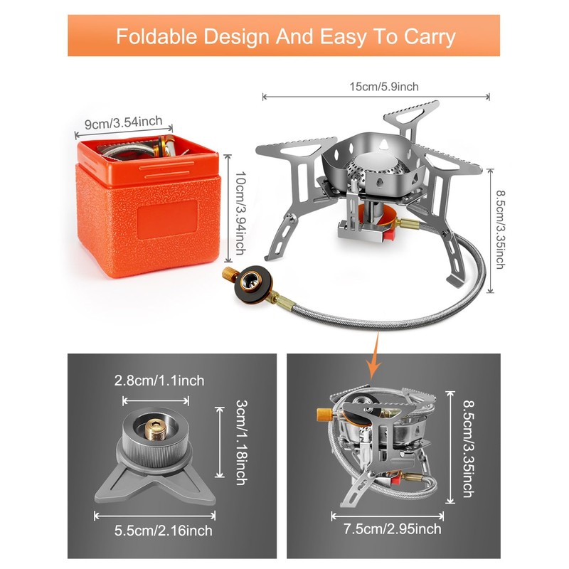 AUTOPkio 3500W Camping Gas Stove Portable, Windproof Backpacking Folding Camping