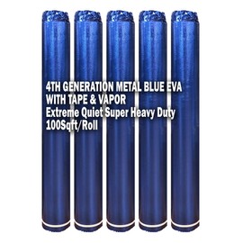 AMERIQUE AMEVA100PK5BL Metal Blue 500SQFT 4TH Generation High-Density Luxury 2.5MM Thick EVA Foam Flooring Underlayment Padding with Tape & Vapor Barrier, 100SF Per Roll, Pack of 5, 500 Square Feet