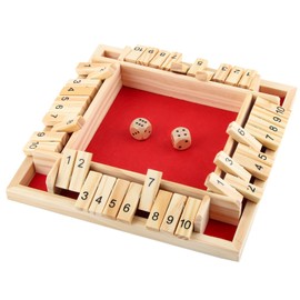 ACTOYS Shut The Box Shut The Box Game, Wooden Board Game with 2 Dice, Classic Dice Game, Folding Board Game, Dice Board, Board Games, Maths Games for Children and Adults, 4 Players (B)