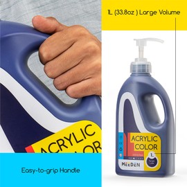 MEEDEN Purple Lake Acrylic Paint: 1 L /33.8 oz Satin Liquid Paint with Pump Lid - Soft Body Art Paints for Canvas, Studio, School, Wall & Poured Paintings