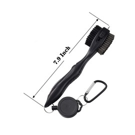 Lesunsul Golf Club Brushes, Golf Cleaning Tool, with Retractable Cleaning Nails, Nylon and Wire Bristles Oversize Double Brush Head with 2ft Retractable Zip-line Metal Buckle (Black)