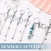 Huwena 6 Pcs Beadable Keychain Bars Blanks Bead Keychain Metal