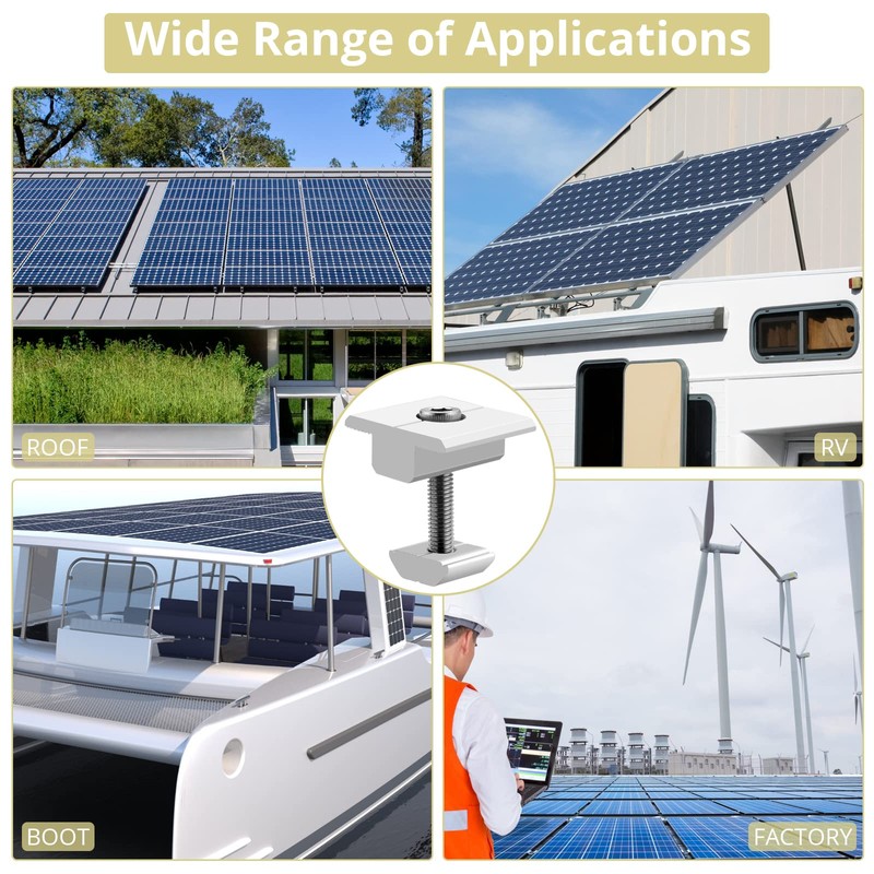 Anbte 10pcs Solar Panels Centre Clamps 30mm, Aluminium Solar Panel