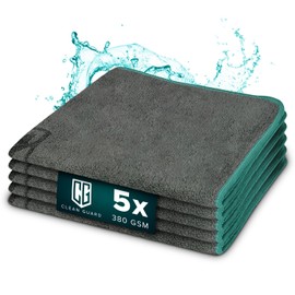 Clean Guard Mikrofasertücher 380GSM | Schonende Mikrofasertücher für Auto, Motorrad & Haushalt | Das Autozubehör zum Reinigen, Trocknen & Polieren | Saugstarkes & fusselfreies Design 40x40cm (5)