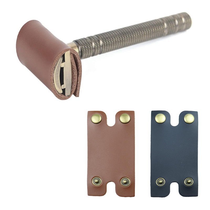 Eruceky 2 x Leather Safety Razor Covers, Double Edge Razor
