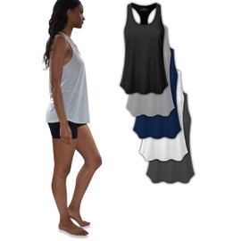 Women's 5 Pack Everyday Flowy Burnout Racer Back Active Workout Tank Tops, 5 Pk-black/Navy/White/Grey/Charcoal/, Small