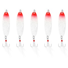 PATIKIL Fishing Spoons 3/4 Oz 20g, 5Pcs Fishing Lures Casting Spoon Treble Hooks Jigs Spinner Baits for Freshwater Saltwater Salmon Bass, Red White