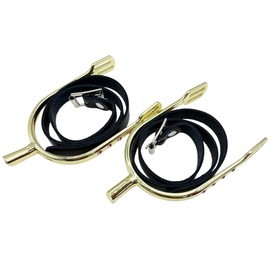 QualiTime English Equestrian Riding Spurs with Straps for Women, Zinc Alloy Chrome Plated Bumper Spurs, Prince of Wales Spurs with Rhinestone, 1 Pair (Leather Straps, Golden)