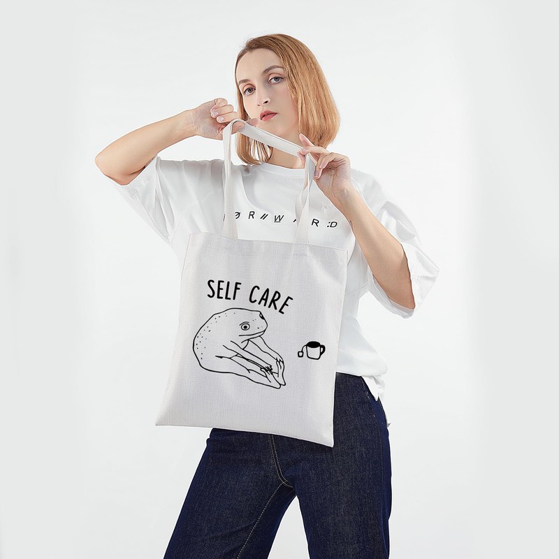 PWHAOO Funny Frog Self Care Tote Bag Self Love Tote