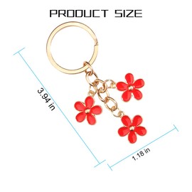 KHGUZ Flower Car Keychains, 2PCS Charms Enameled Vehicle Key Ring Pendant for Purse, Universal Automotive Keyring Accessories (Red)