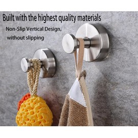 Fvokle 4pcs Suction Cup Hooks,Stainless Steel Waterproof Suction Cup Hooks for Shower,Suitable for Shower,Bathroom, Kitchen, Glass Door, Mirror, Tile, No-Drill Hooks(Brushed Nickel)