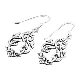 WINDALF Celtic-Irish Manja Women's Earrings 4.1 cm Celtic Protection Knot of Infinity 925 Sterling Silver, Fabric jewellery bag