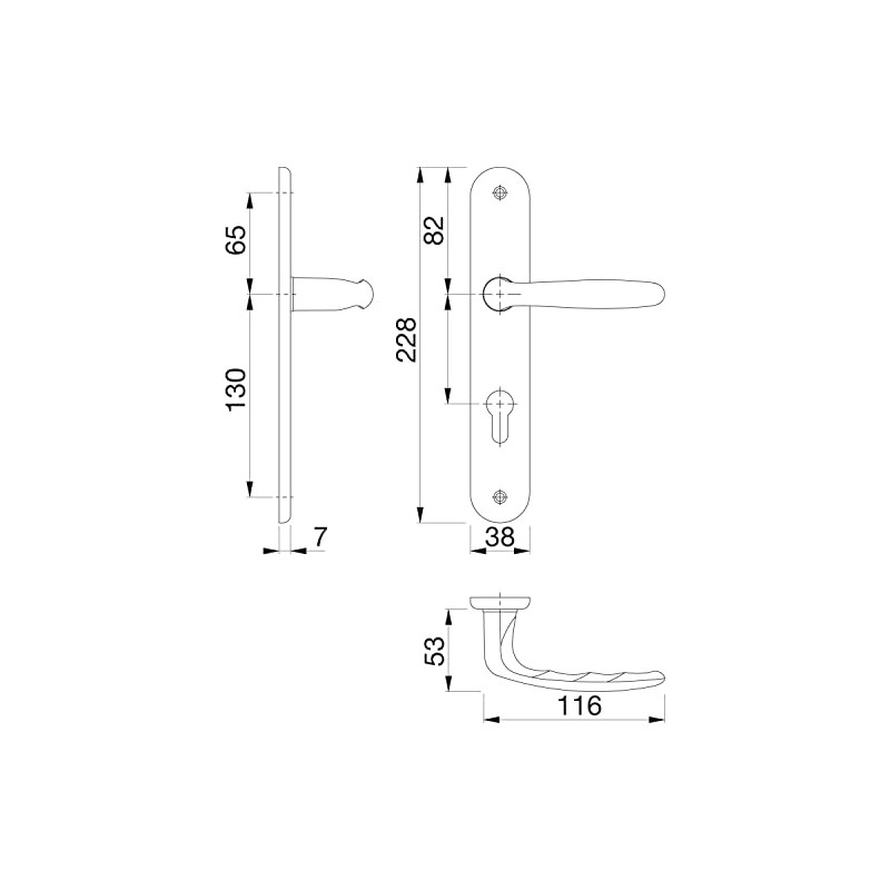 HOPPE Roissy 2857673 Door Handle Set on Long Plate Profile