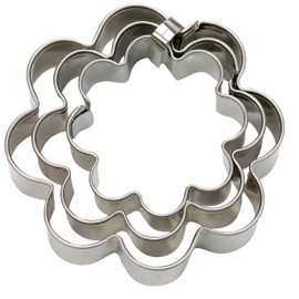 Staedter 3 Piece Flower Terrace Cutter Set, 3/4/5 cm, Stainless Steel, Silver, 30 x 30 x 30 cm