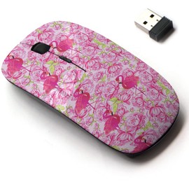 2.4G Wireless Mouse with Cute Pattern Design for All Laptops and Desktops with Nano Receiver - Pink Flamingo pions Hand