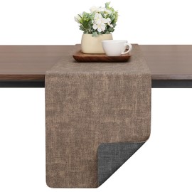 Chitomars Faux Leather Table Runner, Modern Double-Sided Non-Slip Heat Resistant Table Runner Washable Outdoor Table Runner for Wedding Birthday Party Table Decoration (Grey Brown, 30 x 140 cm)