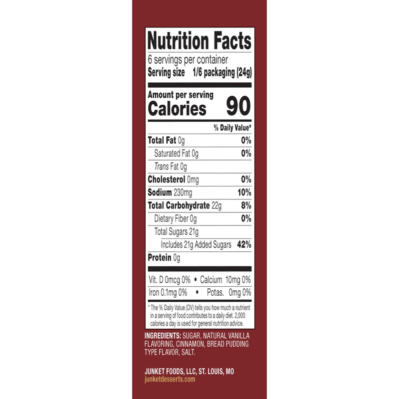 Junket Cinnamon Bread Pudding Mix, 5 oz, Makes 6 Servings