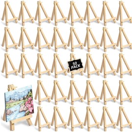 JMIATRY Pack of 50 Mini Easel Wood, 8 x 15 cm Table Easel Wood, Small Wooden Easel for Table Decoration, Painting Crafts, Photo Album, Wedding Decoration