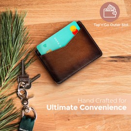 A-SLIM Jo | Vertical Leather Card Holder Wallet for Men | Burnished Tan