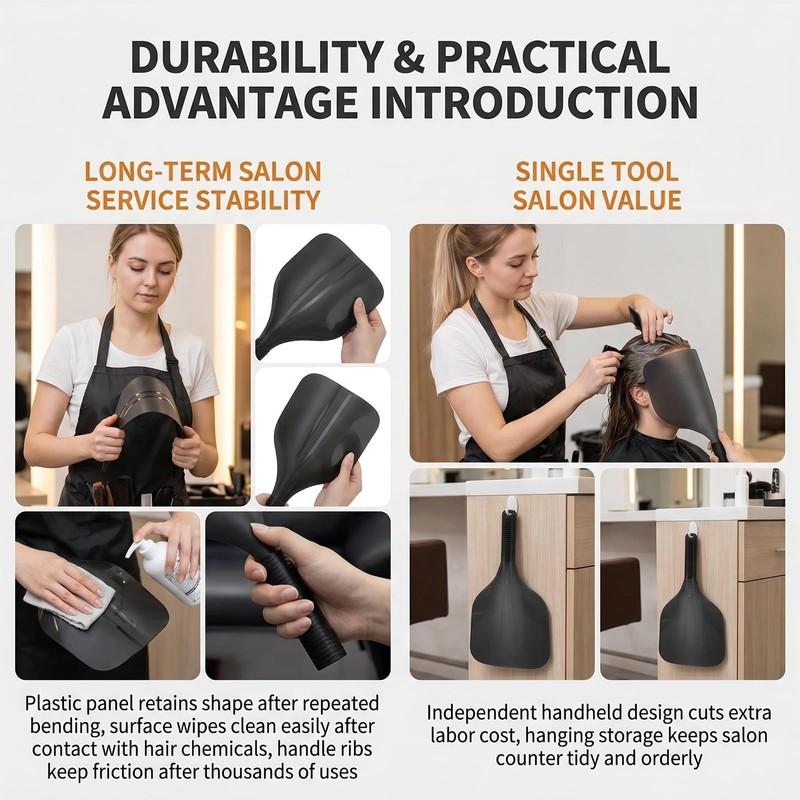 ASTRQLE Black Plastic Barber Salon Face Shield, Hand-Held Hairspray Shield,